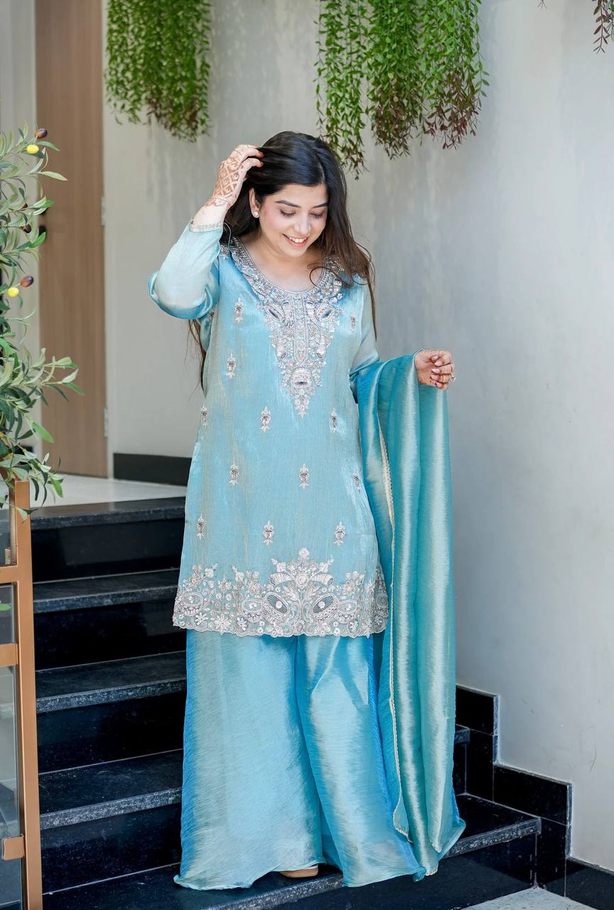 LadyVastara Premium Party Wear Embroidered Suit Set with Dupatta