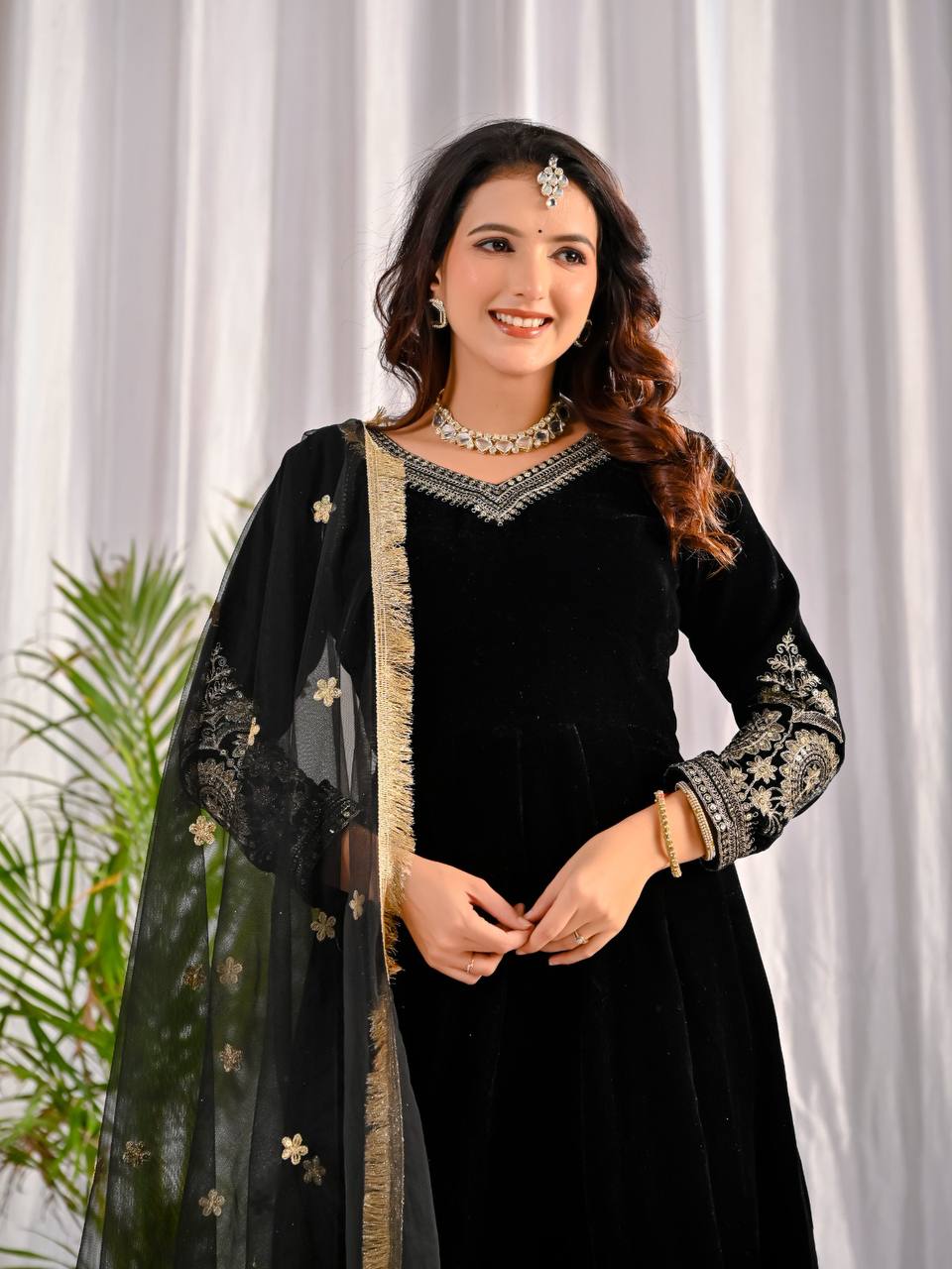 LadyVastara Premium Velvet Designer Anarkali Suit with Heavy Embroidery & Dupatta
