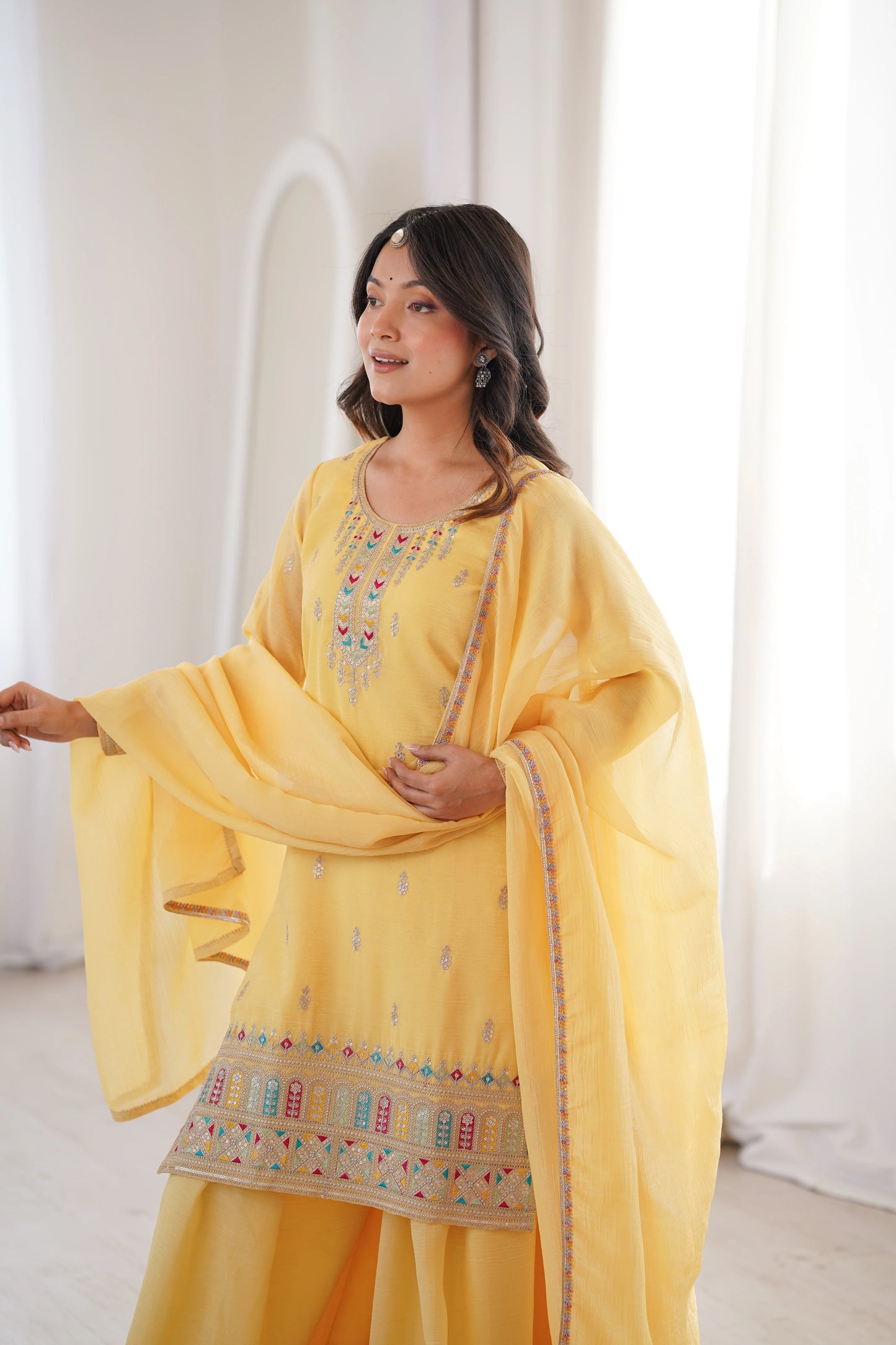 LadyVastara Premium Soft Crunchy Silk Wedding Wear Sharara Set
