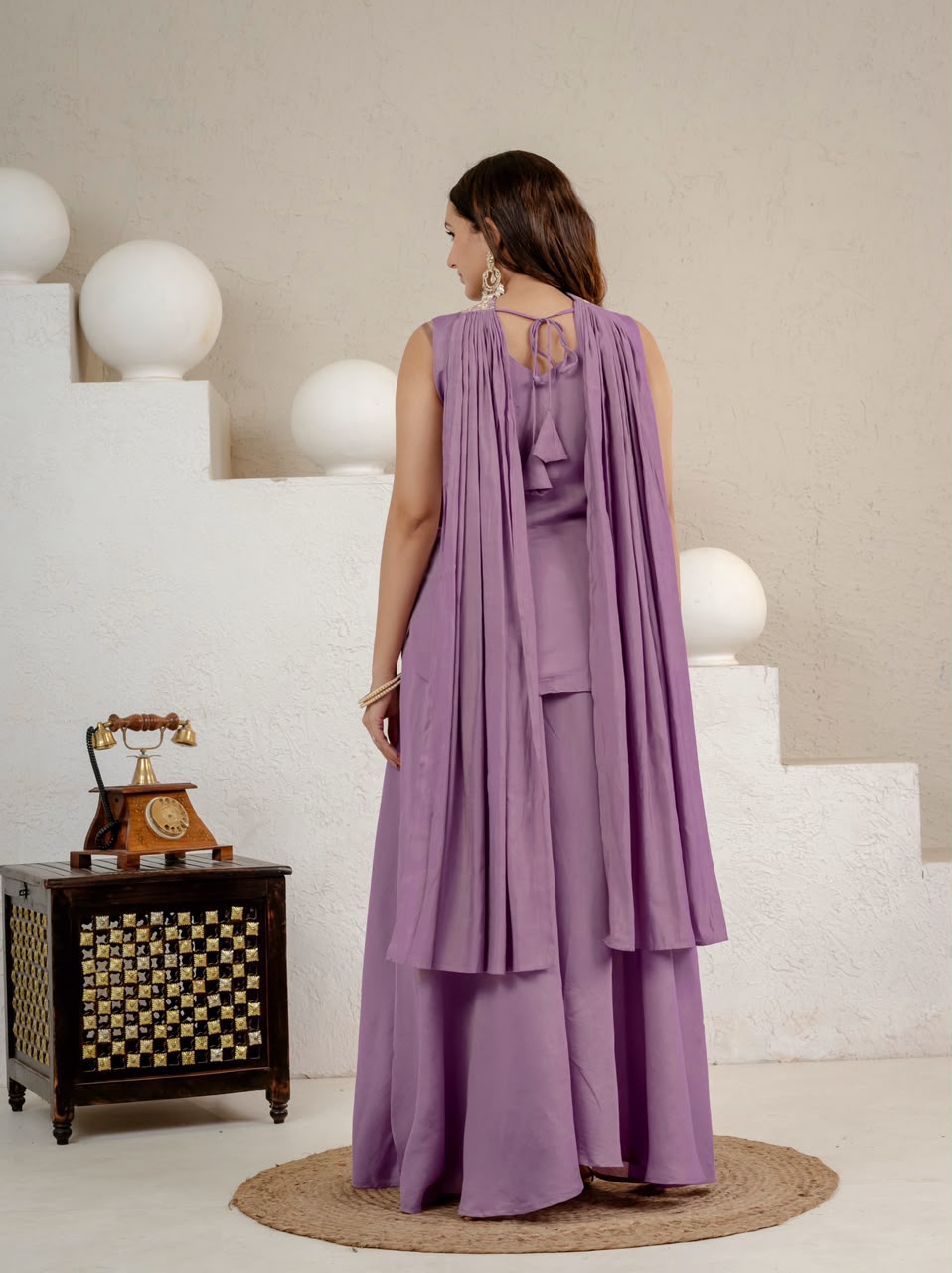 LadyVastara Designer Roman Silk Sharara Set with Embroidered Chanderi Dupatta