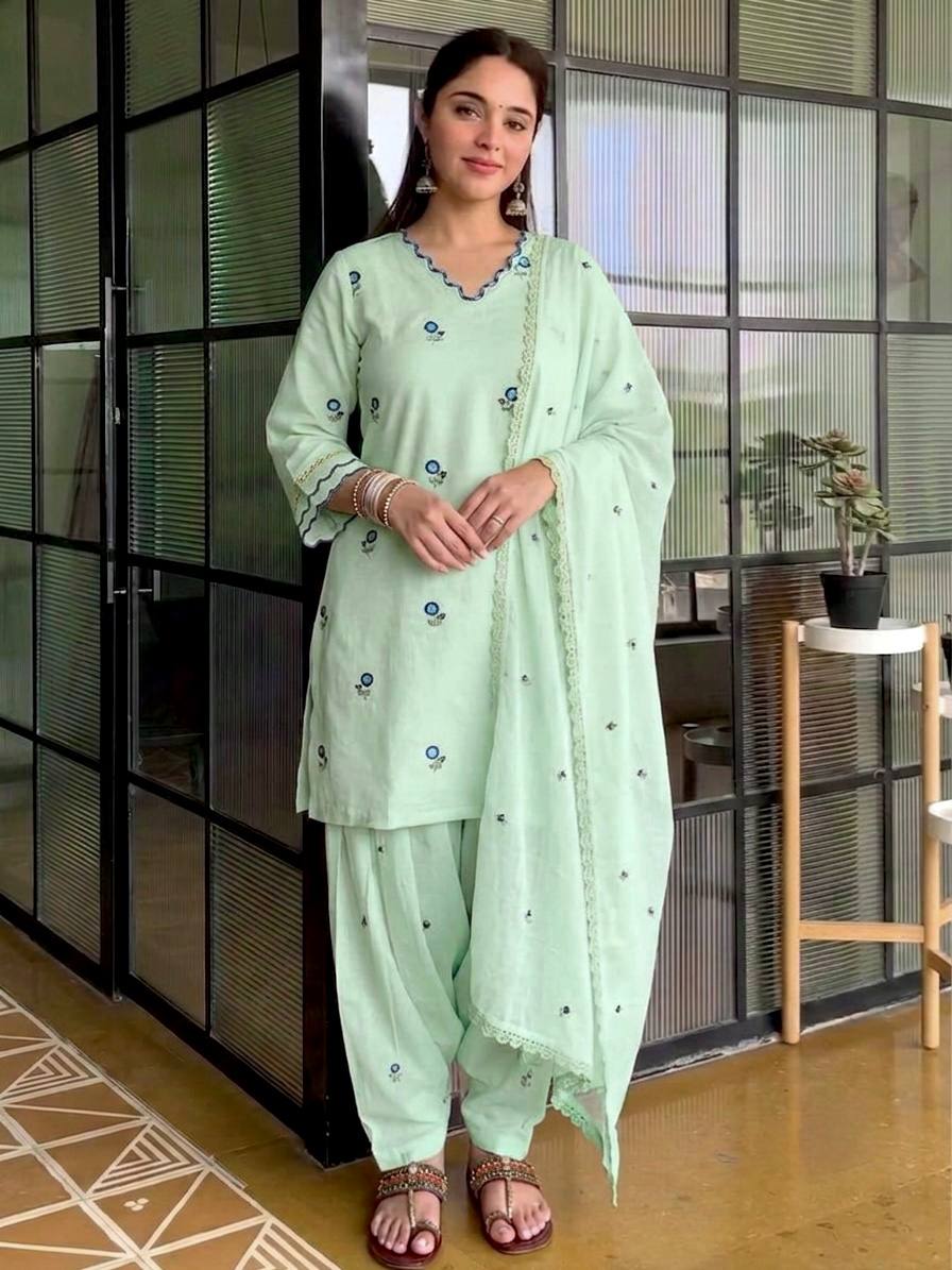 Premium Embroidered Farshi Plazzo Suit Set