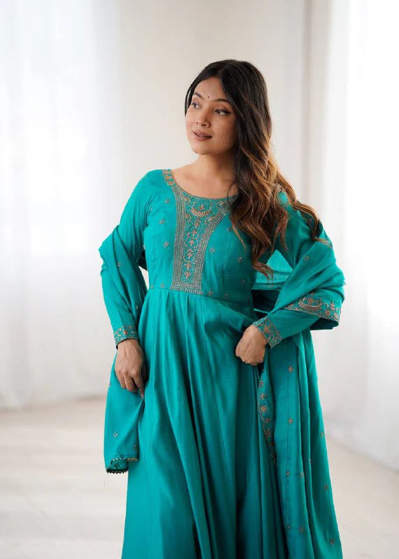 LadyVastara High-Premium Roman Chanderi Silk Anarkali Set