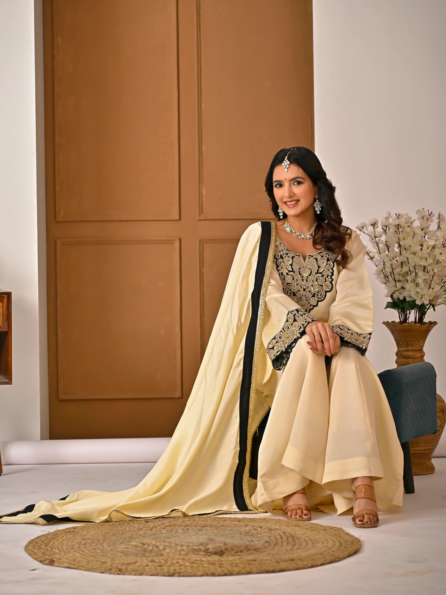 LadyVastara Embroidered Roman Silk Sharara Set with Dupatta | Evening & Party Wear