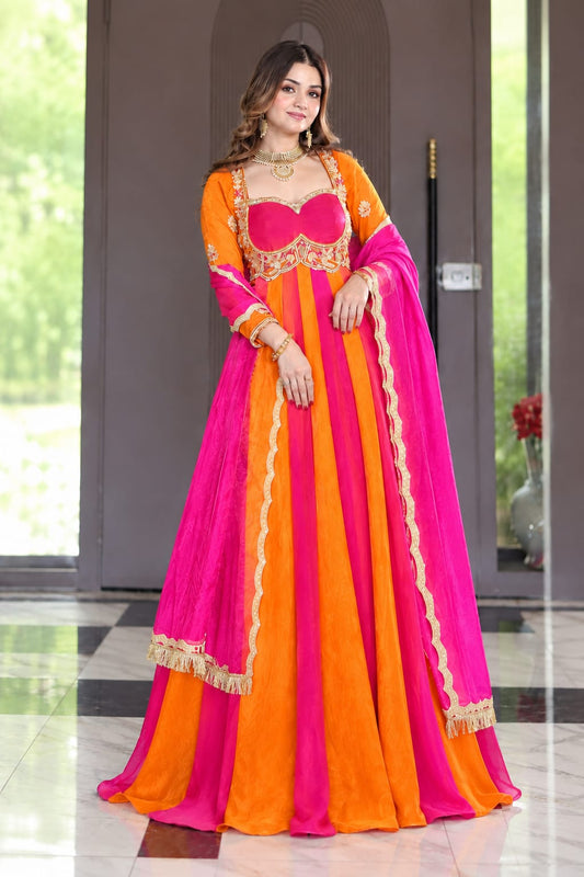 Designer Heavy Fendy Silk Anarkali Suit