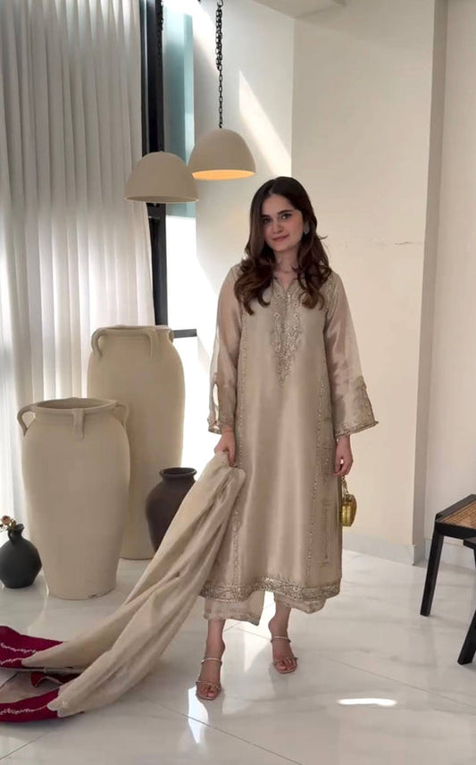 Pure Gmy silk kurta palazzo set with sequence embroidery – festive and wedding wear for women