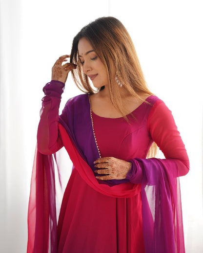 LadyVastara Festive Special Anarkali Suit with Heavy Flare & Soft Dupatta