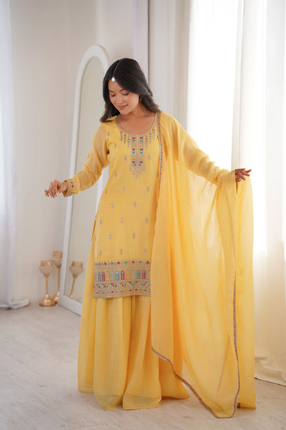 LadyVastara Premium Soft Crunchy Silk Wedding Wear Sharara Set