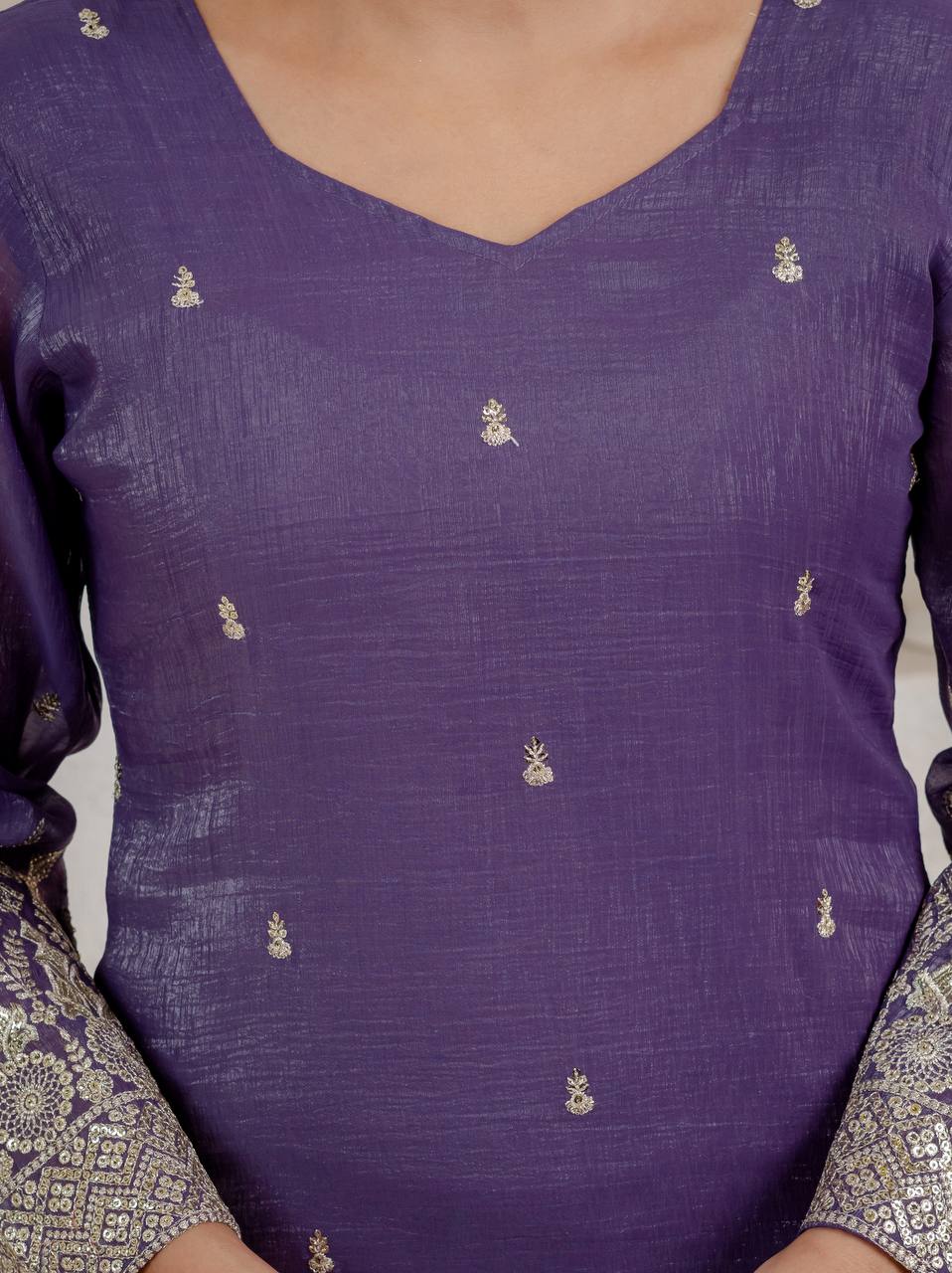 LadyVastara Elegant Embroidered Crunchy Silk Kurta Set with Fancy Dupatta