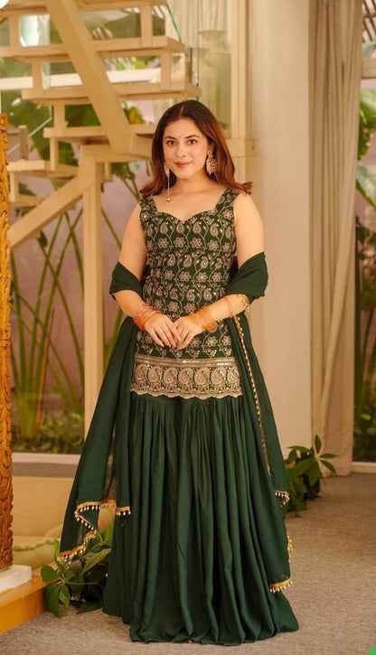 LadyVastara Heavy Embroidery Faux Georgette Ethnic Suit Set for Women