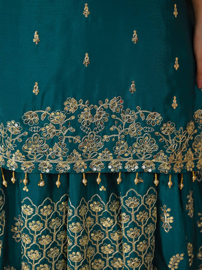 LadyVastara Royal Purple Luxurious Wedding & Party Wear Heavy Embroidered Sharara Suit