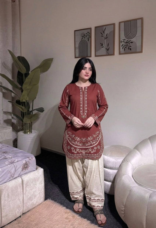 LadyVastara Luxury Festive Roman Silk Farshi Palazzo Set