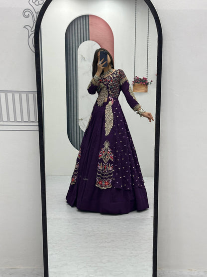 Lady Vastara Festival Special Pure Vichitra Crop Top Lehenga Set with Heavy Work