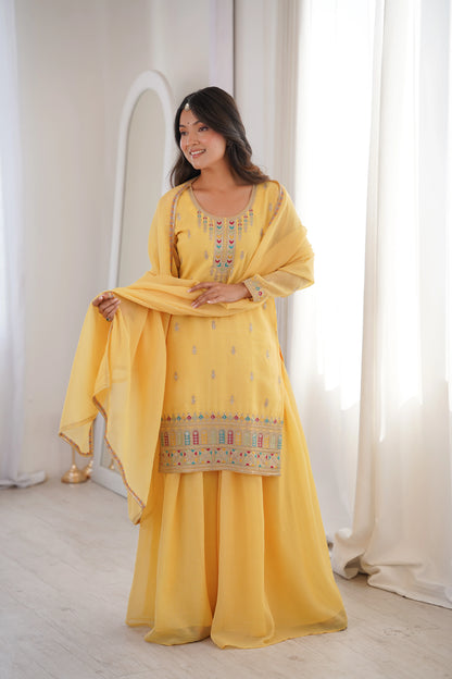LadyVastara Premium Soft Crunchy Silk Wedding Wear Sharara Set