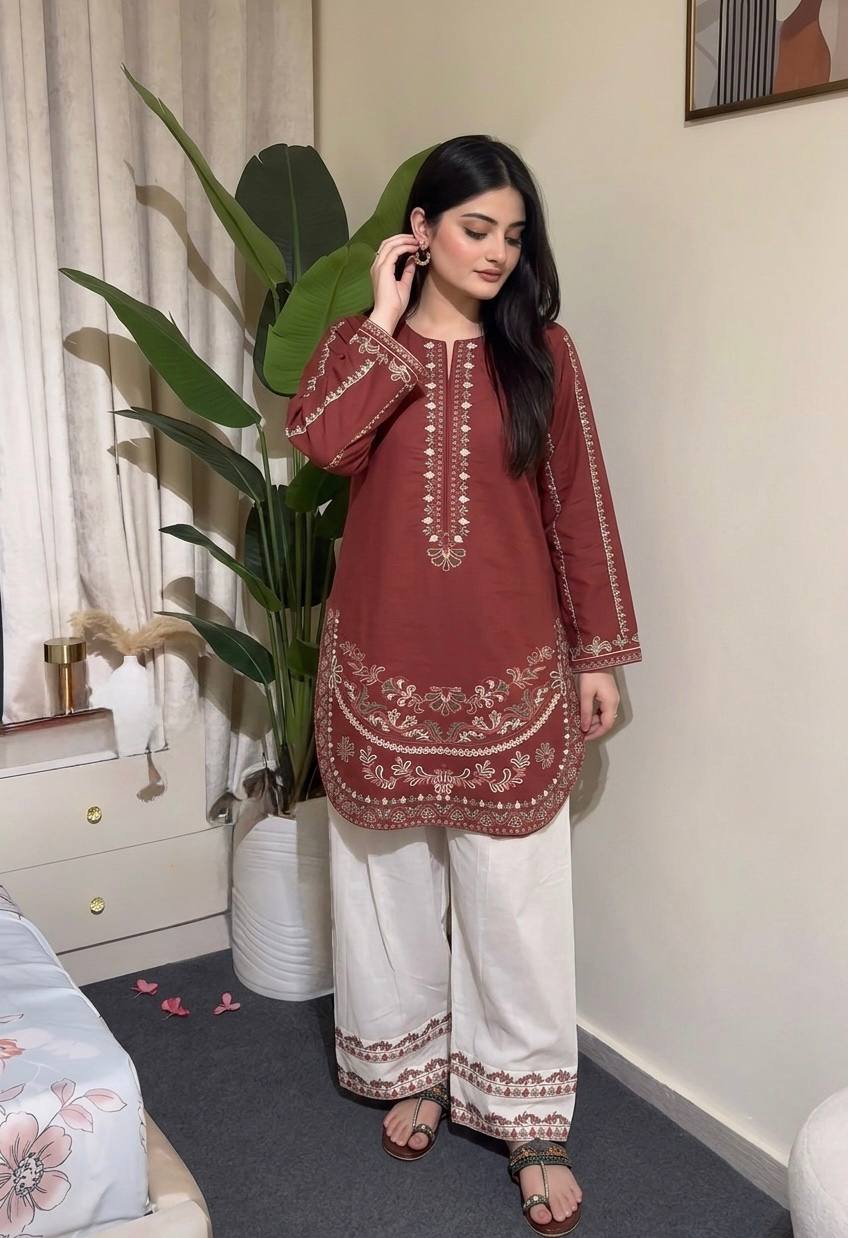 LadyVastara Luxury Festive Roman Silk Farshi Palazzo Set