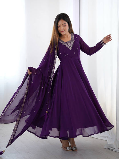 LadyVastara Heavy Embroidered Anarkali Suit with 6.5m Grand Flair & Zari Work