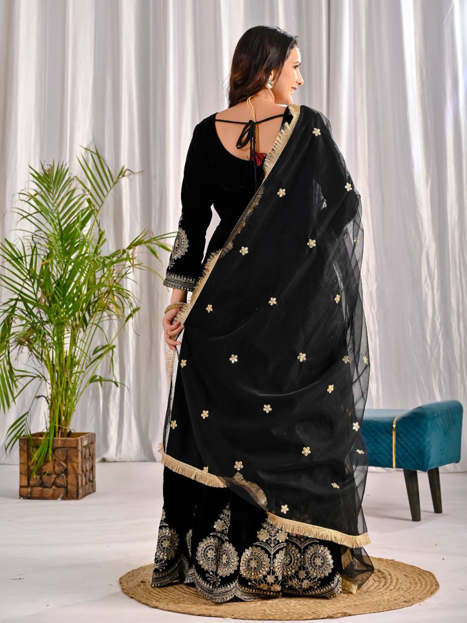 LadyVastara Premium Velvet Designer Anarkali Suit with Heavy Embroidery & Dupatta