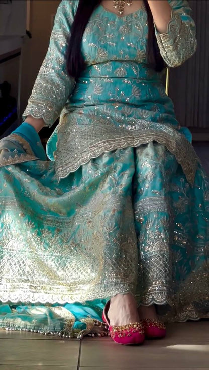 Designer Sequins Embroidered Sharara Suit with Dupatta for Women