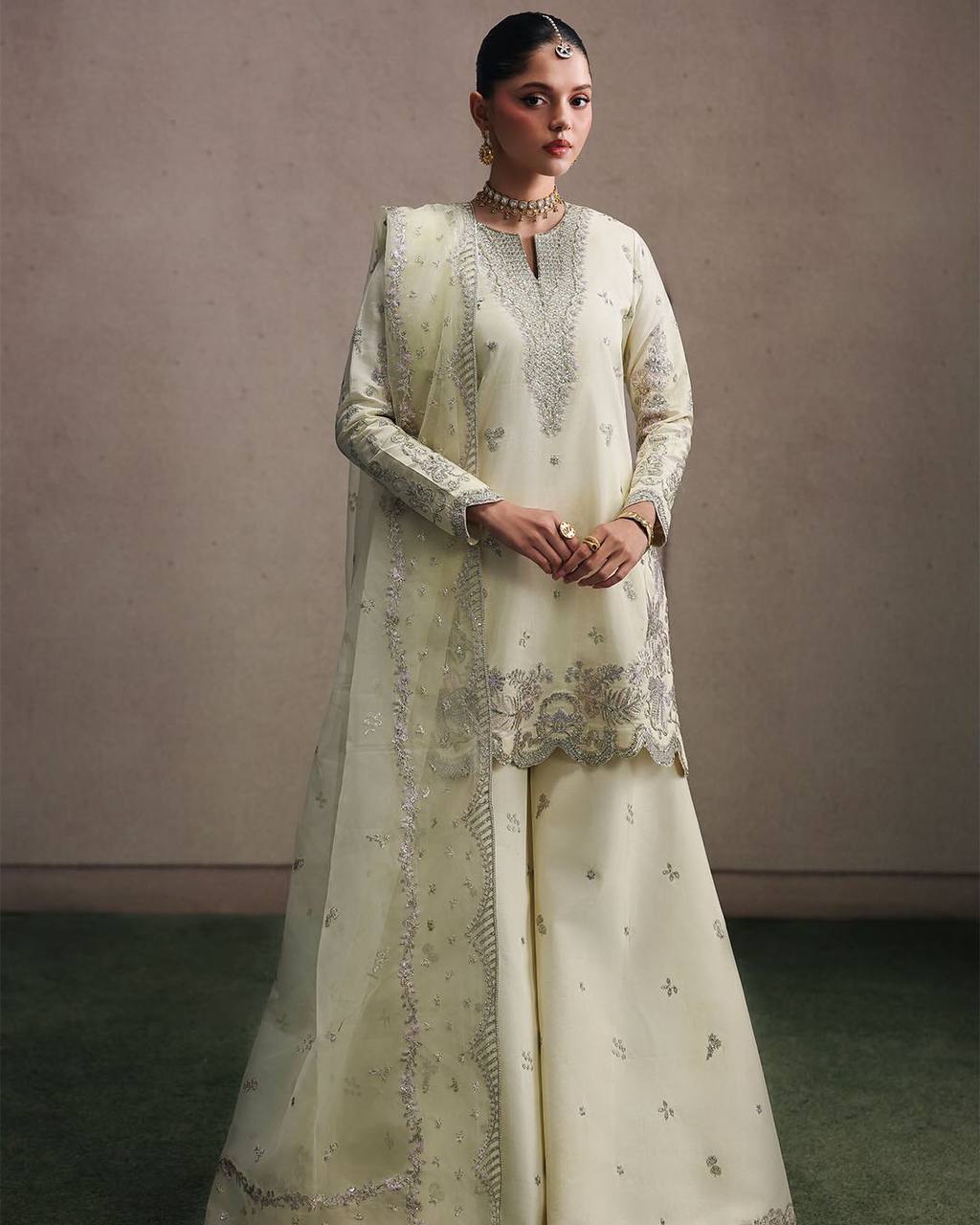 LadyVastara Premium Sequence Embroidered Crepe Silk Sharara Set