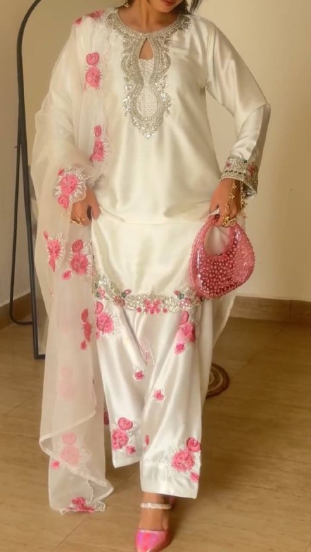 Ladyvastara Heavy Japan Satin Kurti Set with Farshi Salwar & Organza Dupatta