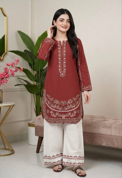 LadyVastara Luxury Festive Roman Silk Farshi Palazzo Set