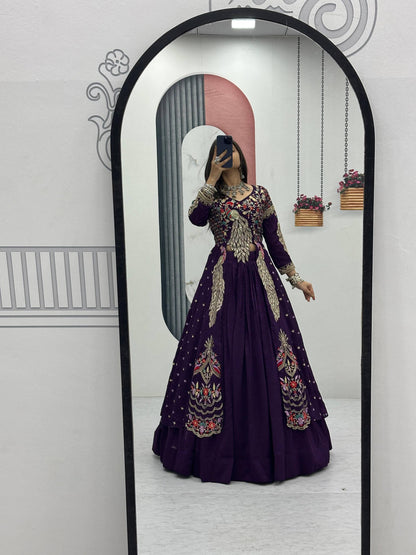 Lady Vastara Festival Special Pure Vichitra Crop Top Lehenga Set with Heavy Work