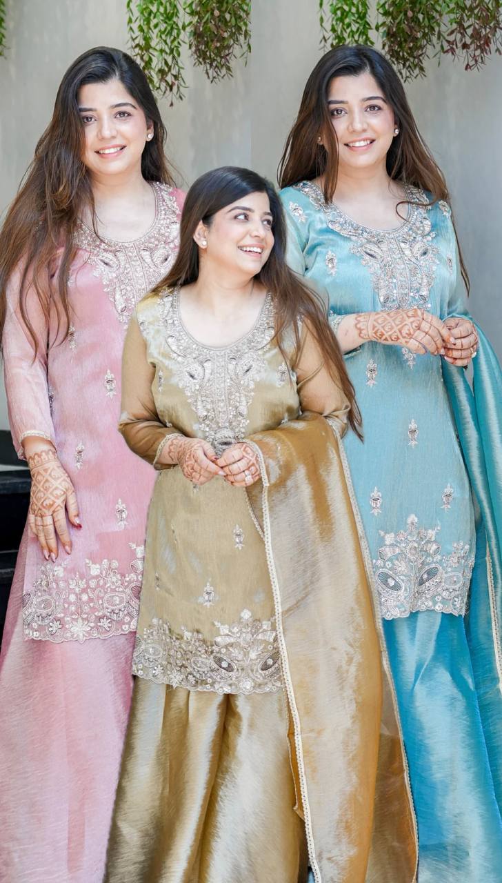 LadyVastara Premium Party Wear Embroidered Suit Set with Dupatta