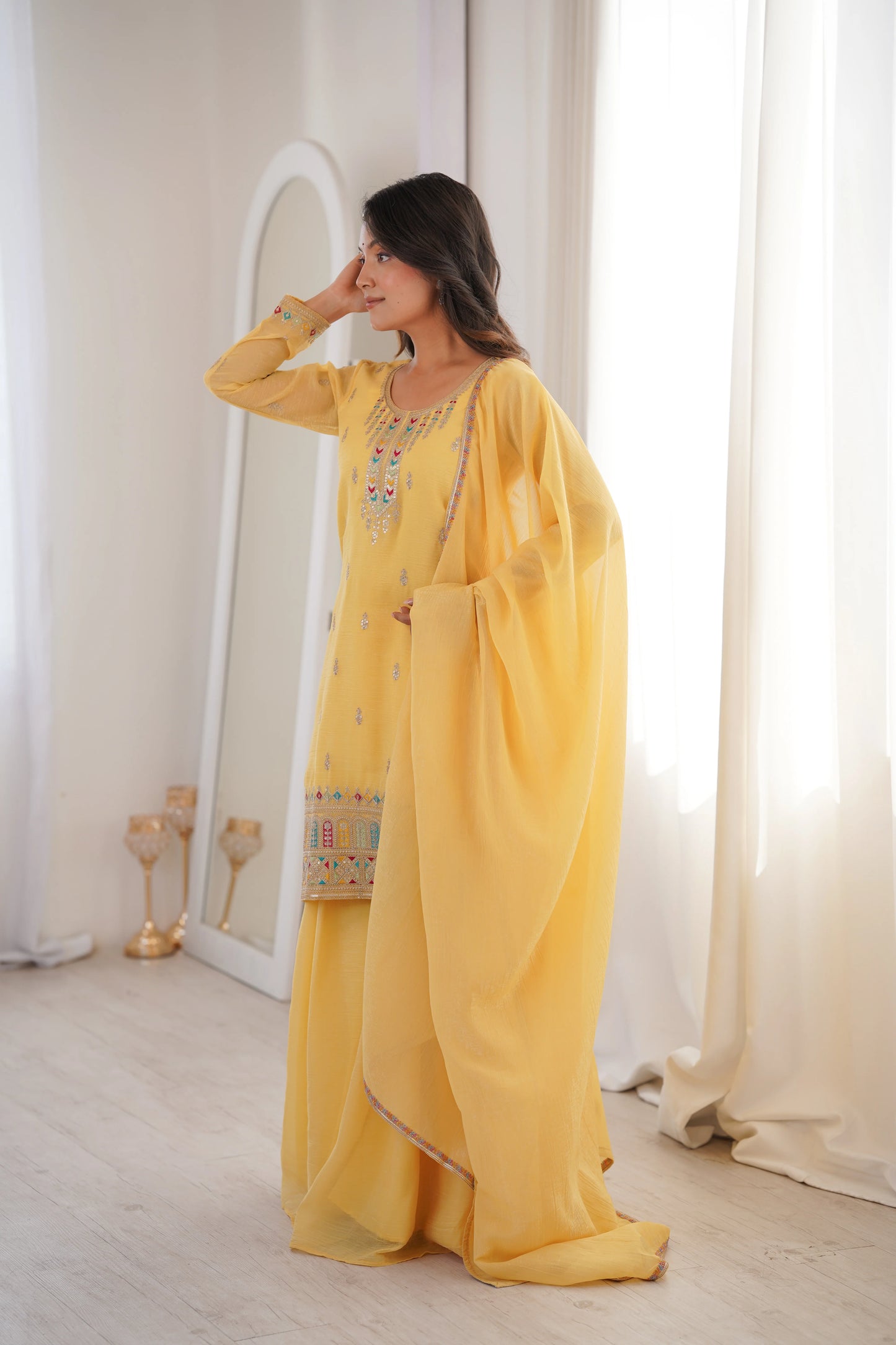 LadyVastara Premium Soft Crunchy Silk Wedding Wear Sharara Set