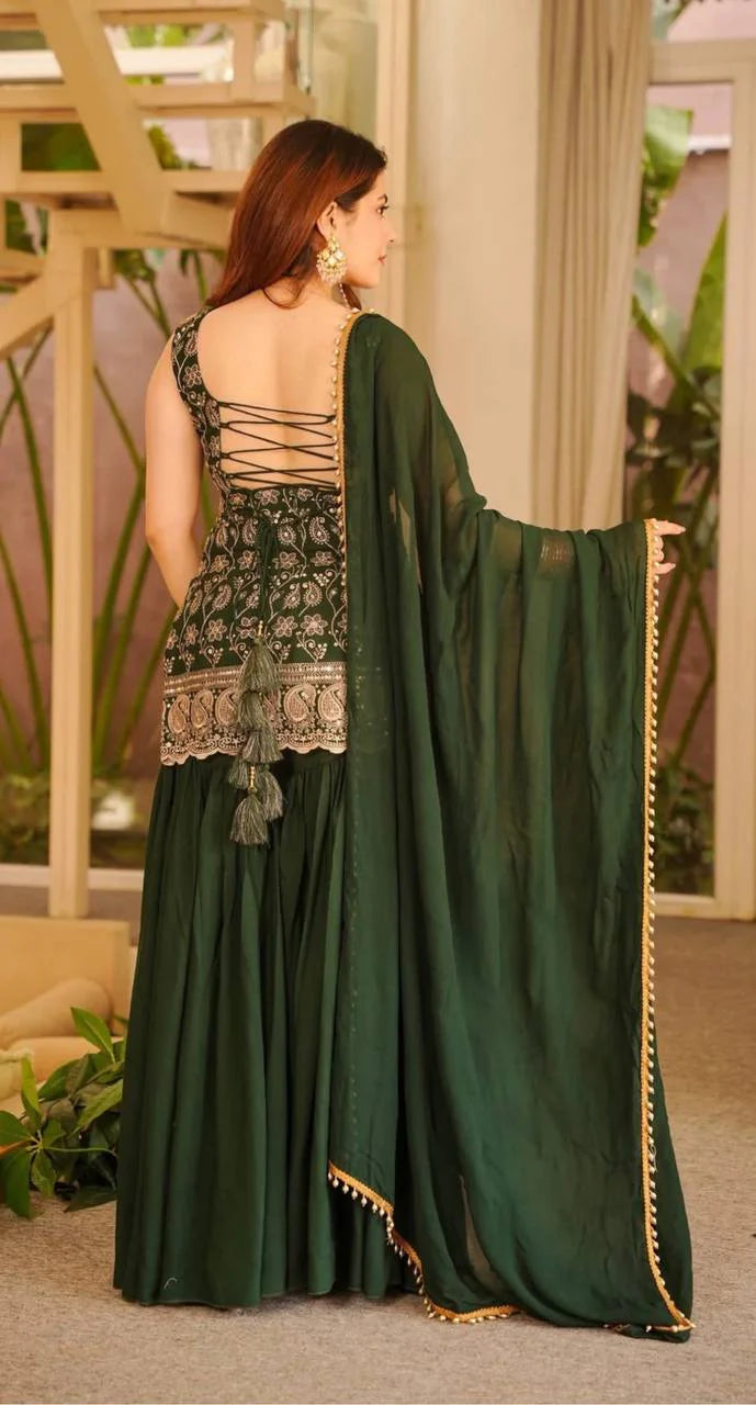 LadyVastara Heavy Embroidery Faux Georgette Ethnic Suit Set for Women