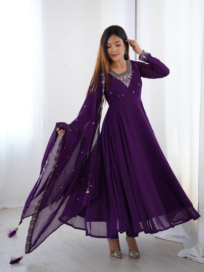 LadyVastara Heavy Embroidered Anarkali Suit with 6.5m Grand Flair & Zari Work