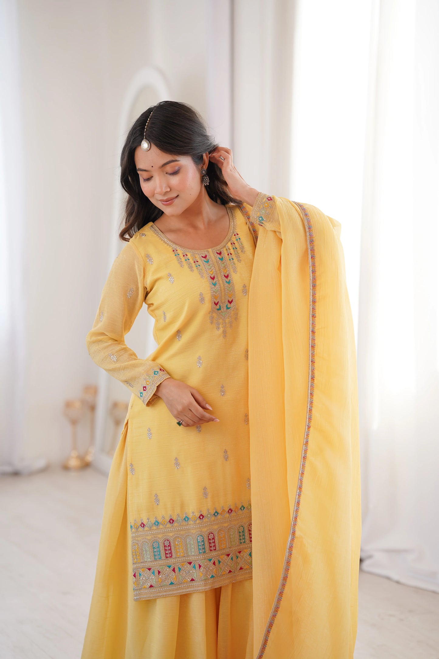 LadyVastara Premium Soft Crunchy Silk Wedding Wear Sharara Set