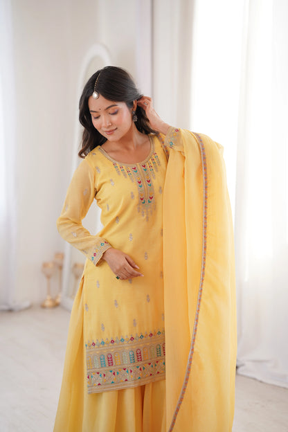 LadyVastara Premium Soft Crunchy Silk Wedding Wear Sharara Set