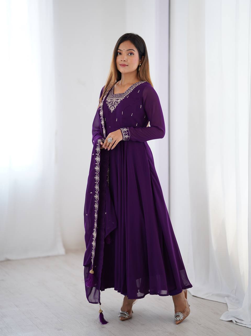 LadyVastara Heavy Embroidered Anarkali Suit with 6.5m Grand Flair & Zari Work