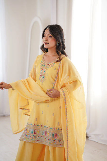 LadyVastara Premium Soft Crunchy Silk Wedding Wear Sharara Set