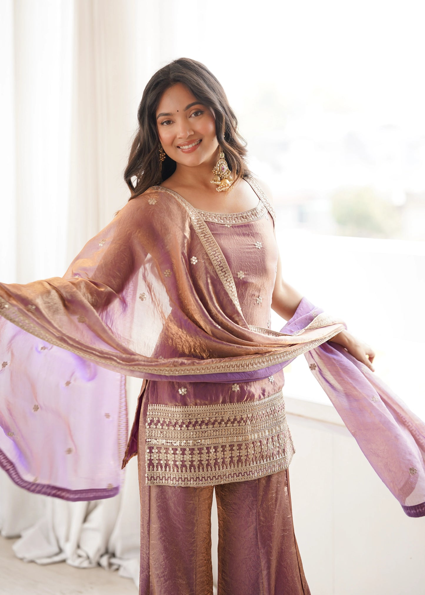 LadyVastara Women Trendy Silk Embroidery Sequence Dori Work Kurta Pant Dupatta Set