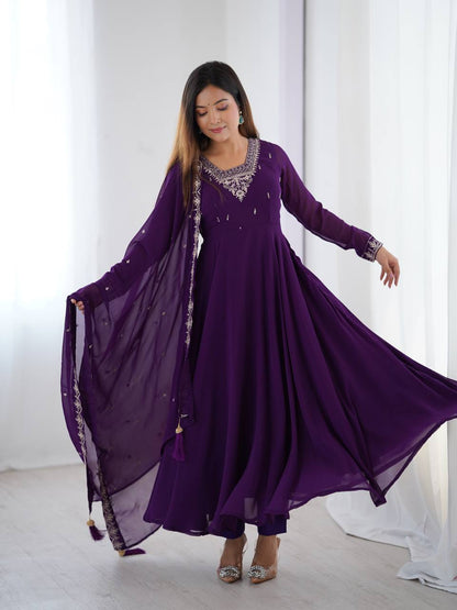 LadyVastara Heavy Embroidered Anarkali Suit with 6.5m Grand Flair & Zari Work