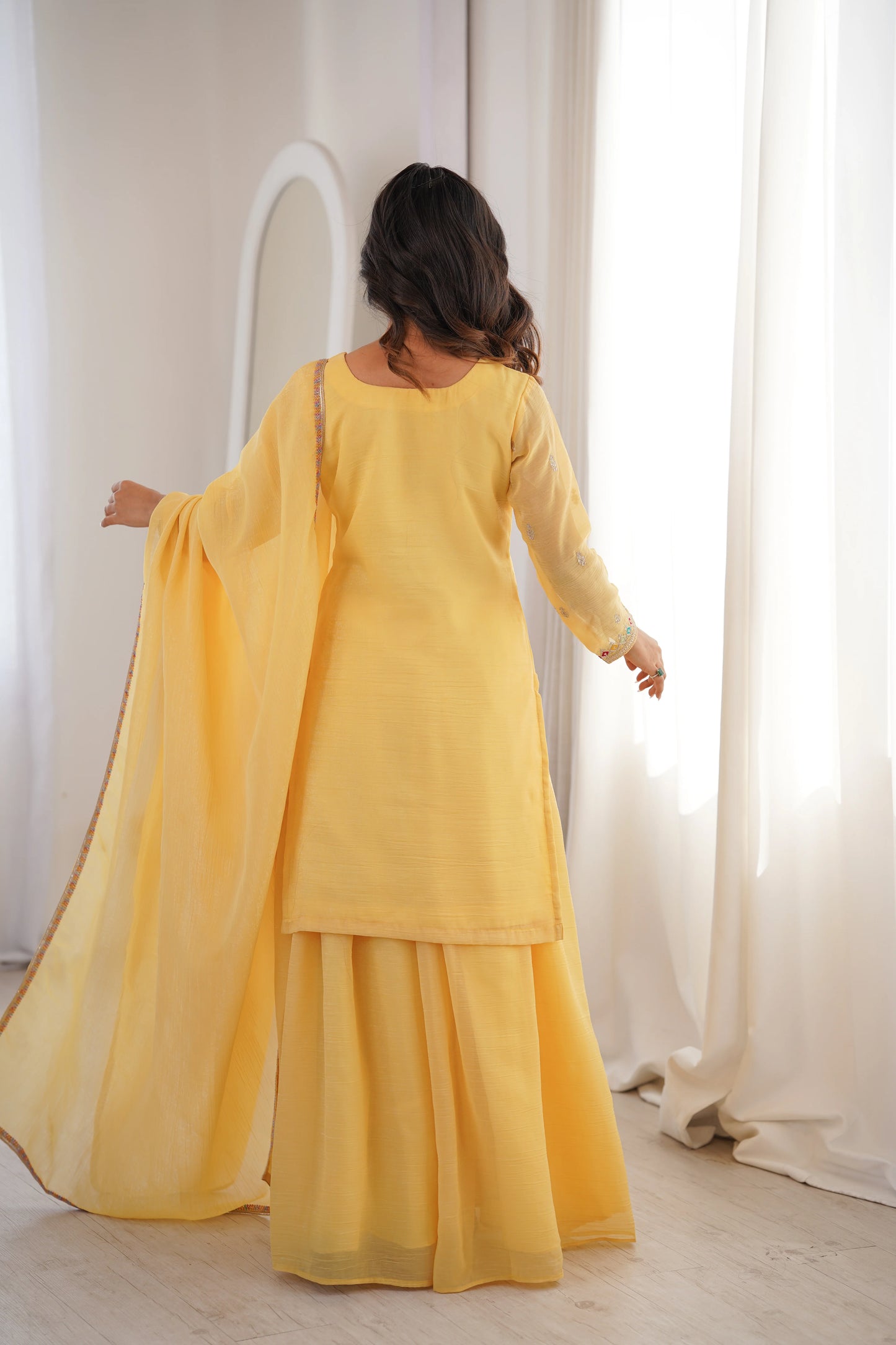 LadyVastara Premium Soft Crunchy Silk Wedding Wear Sharara Set