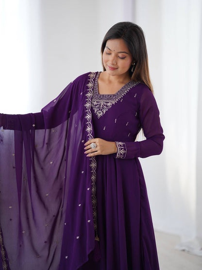 LadyVastara Heavy Embroidered Anarkali Suit with 6.5m Grand Flair & Zari Work