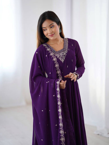LadyVastara Heavy Embroidered Anarkali Suit with 6.5m Grand Flair & Zari Work