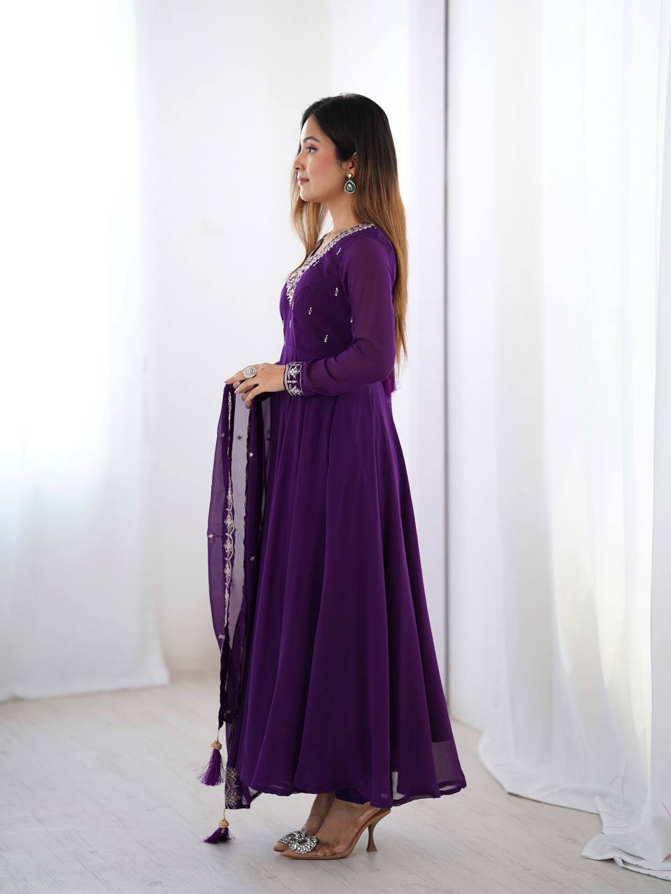 LadyVastara Heavy Embroidered Anarkali Suit with 6.5m Grand Flair & Zari Work