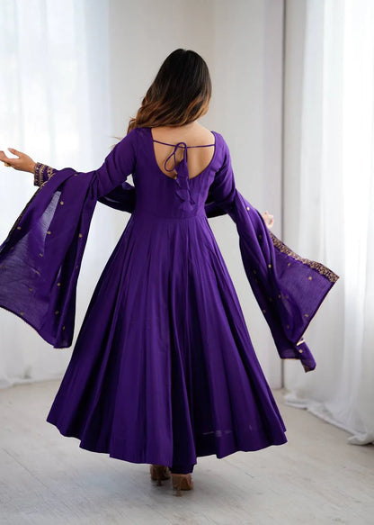 LadyVastara Premium Traditional Anarkali Dress Set with Chanderi Silk Dupatta