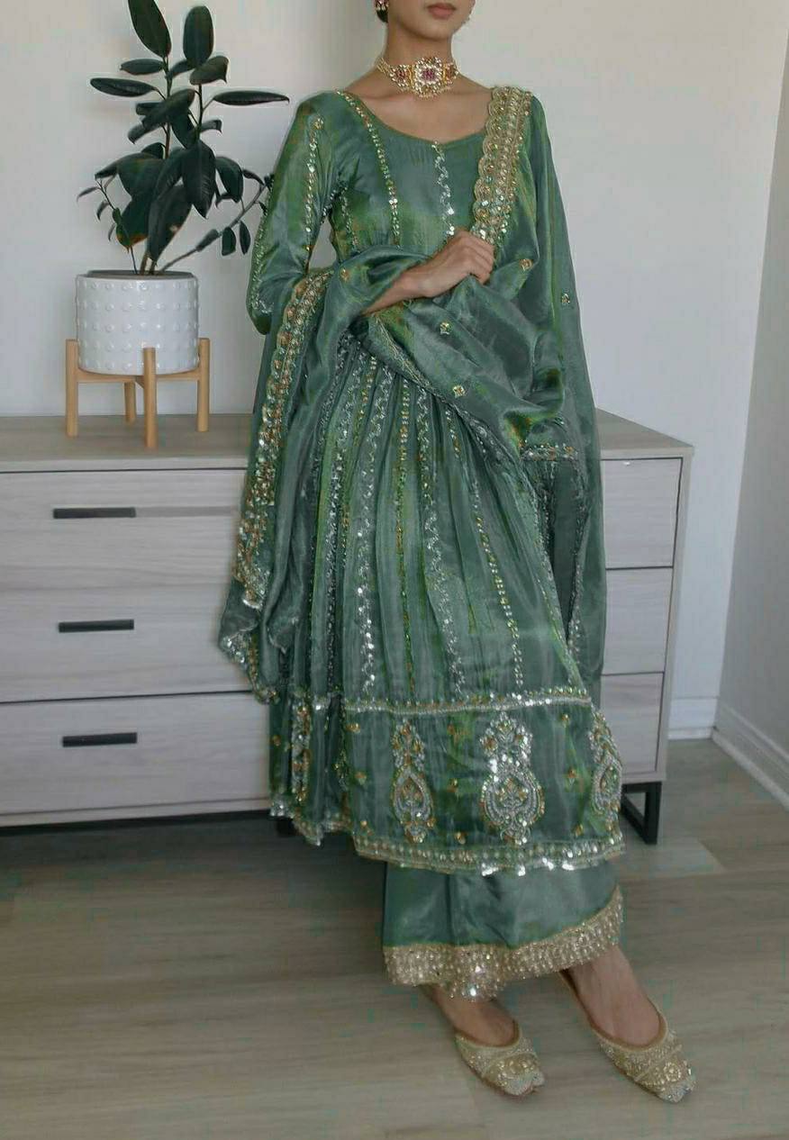 LadyVastara Premium Natural Crepe Anarkali Pant Set – Festive & Party Wear