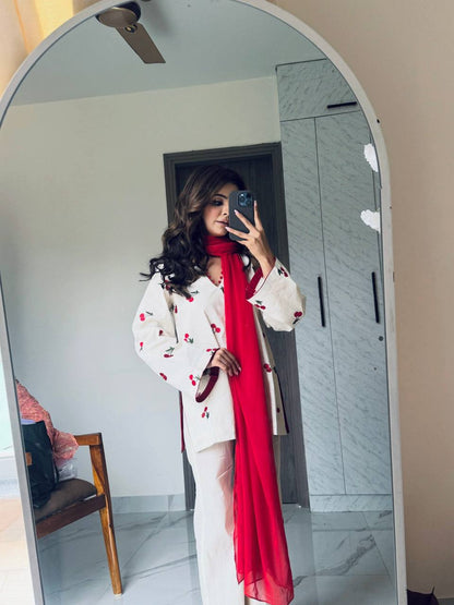 Heavy Cambric Cotton Embroidered Suit Set