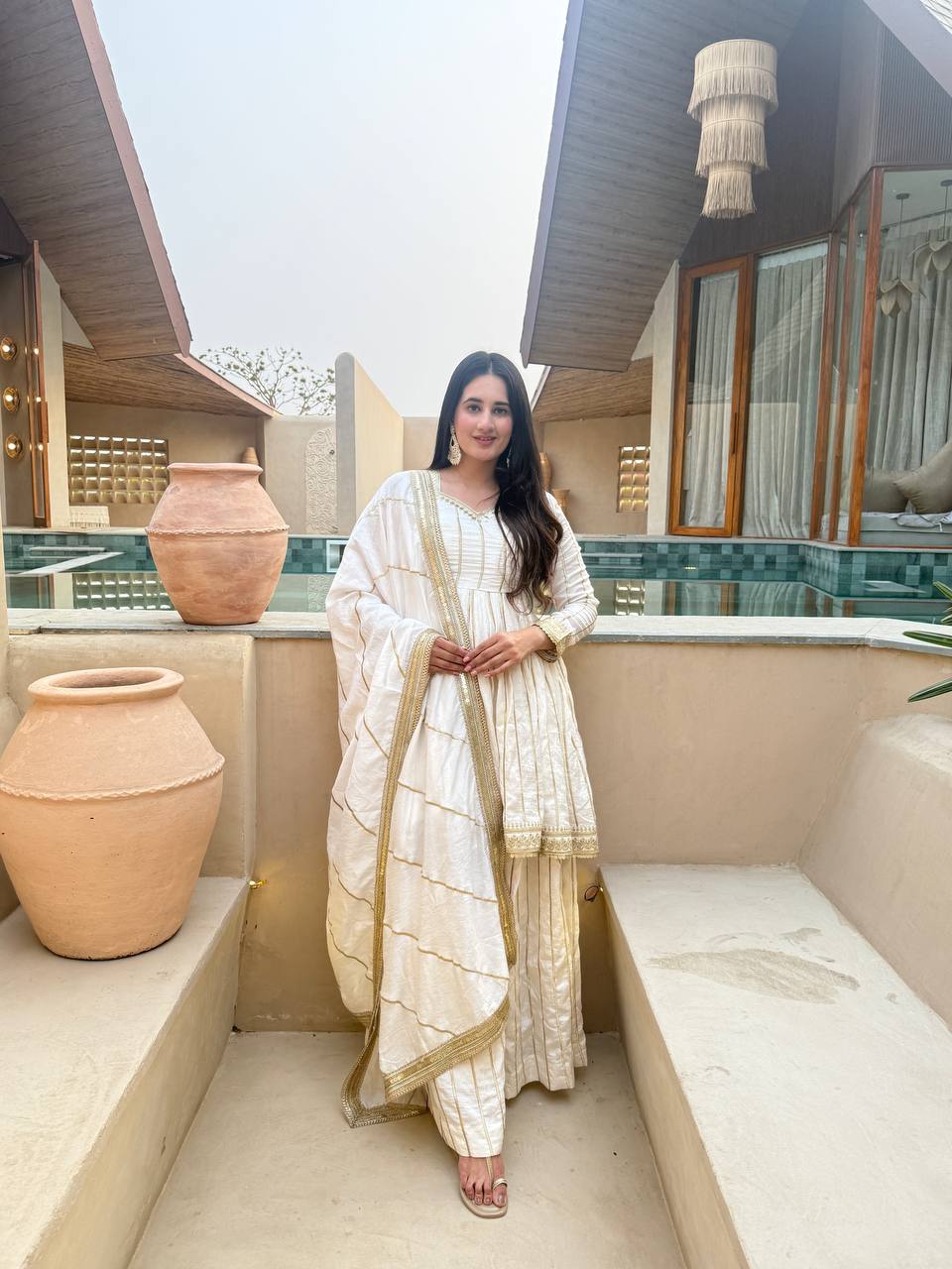 LadyVastara Royal Embroidered Vichitra Silk Sharara Suit with Dupatta