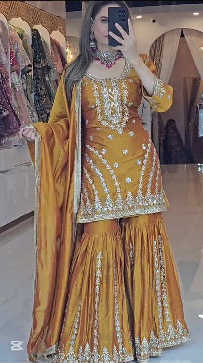 LadyVastara A Joyful Glow in a Stylish Pattern  Enjoy in Style with a Sharara Suit