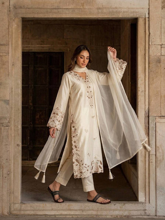 LadyVastara Designer Roman Glass Kaftan Set with Bottom for Women