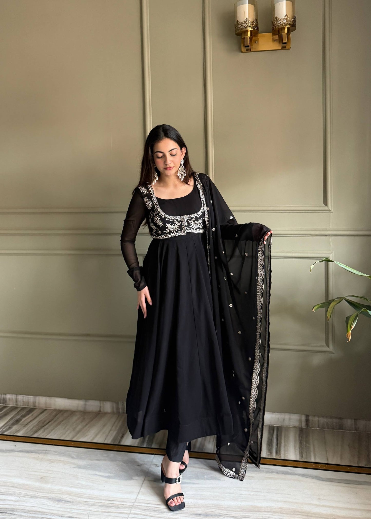 Ladyvastara Heavy Fox Georgette Designer Anarkali Gown Set with Dupatta