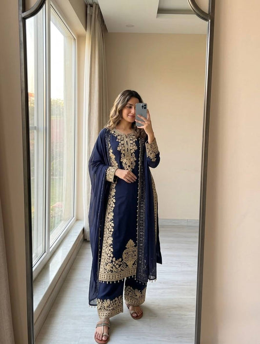 LadyVastara Festive Collection Heavy Faux Georgette Palazzo Suit Set