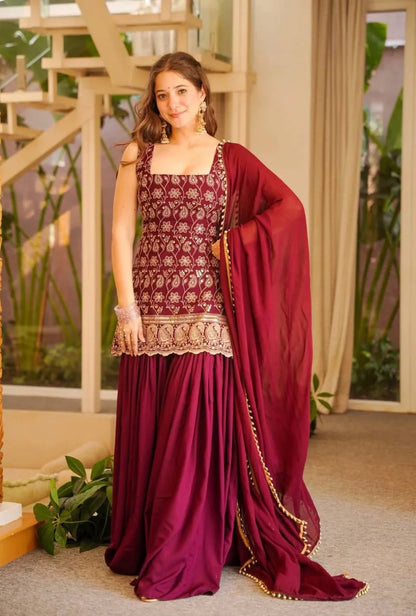 LadyVastara Heavy Embroidery Faux Georgette Ethnic Suit Set for Women