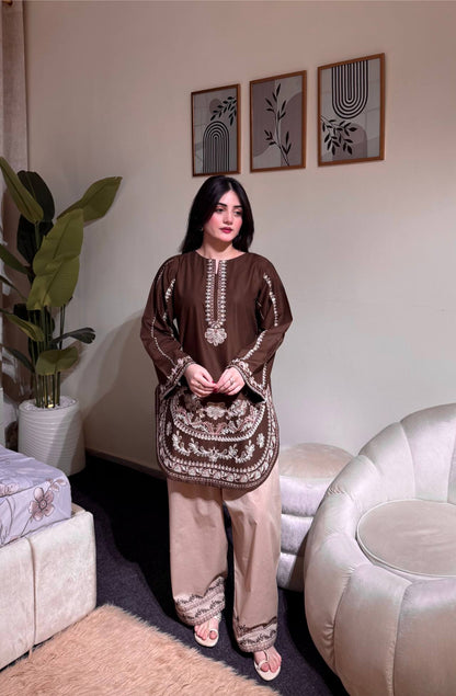 LadyVastara Luxury Festive Roman Silk Farshi Palazzo Set