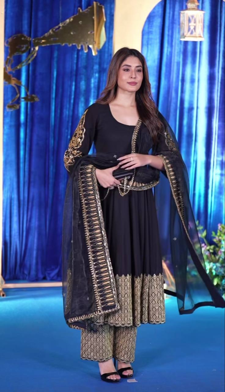 LadyVastara Premium Blooming Georgette Anarkali Suit with Heavy Sequins & Embroidery Work